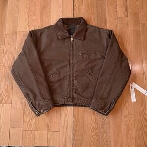 Elwood Petrol Workwear Cropped Flannel Lined Jacket Brown Adult Medium NWT